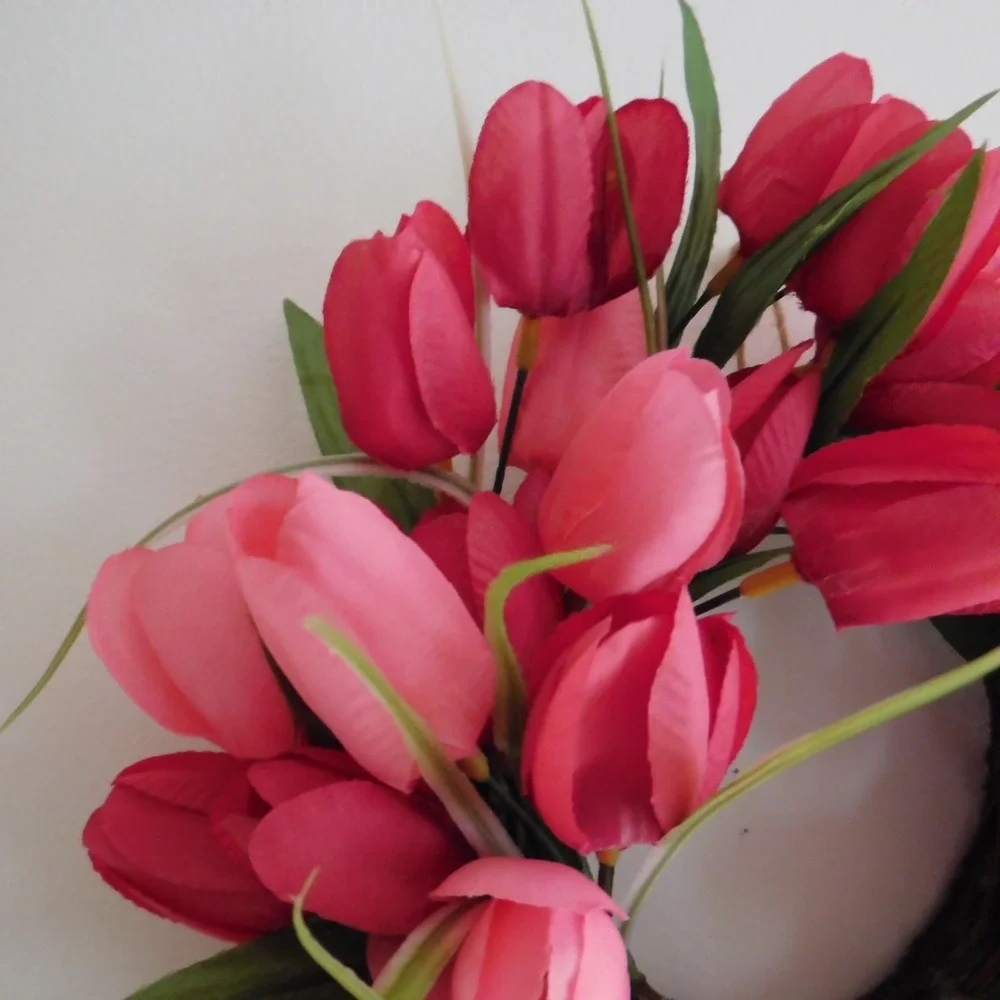 Artificial Tulip Pink Red‎ mini Wreath 12